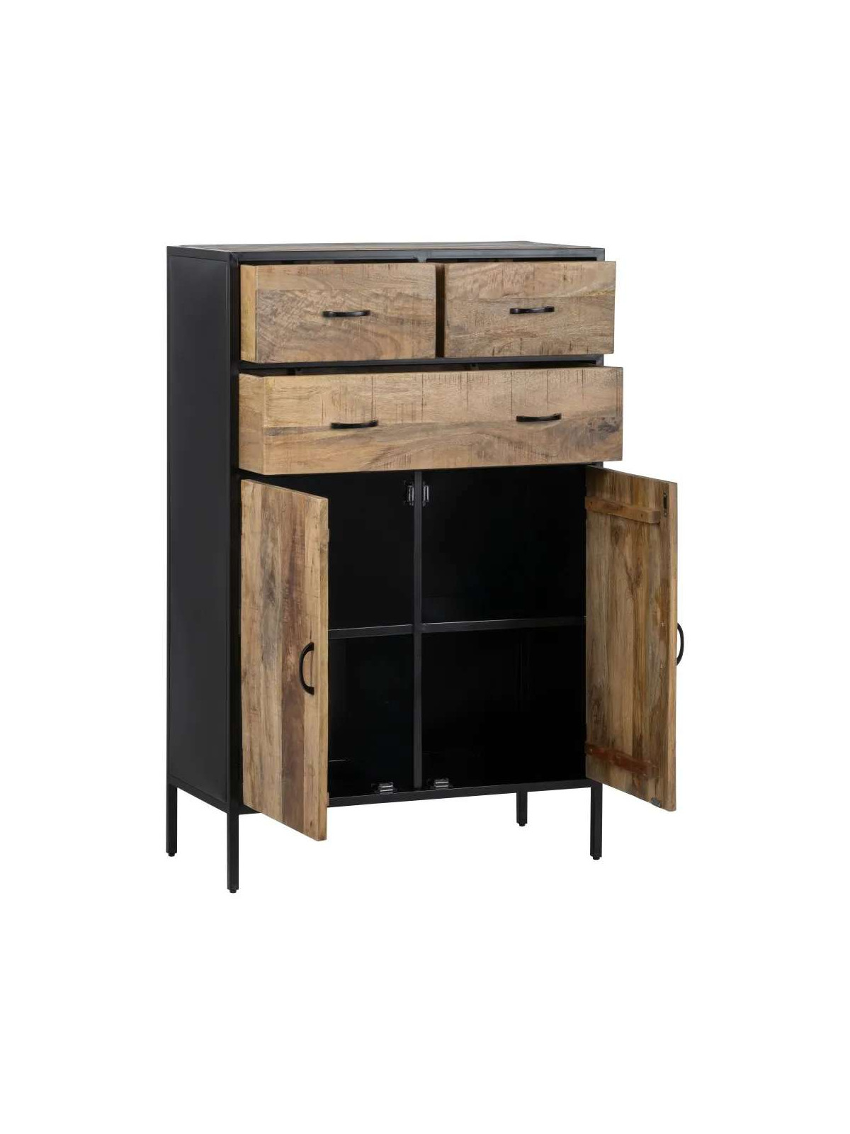 Armoire Viggo métal noir et bois