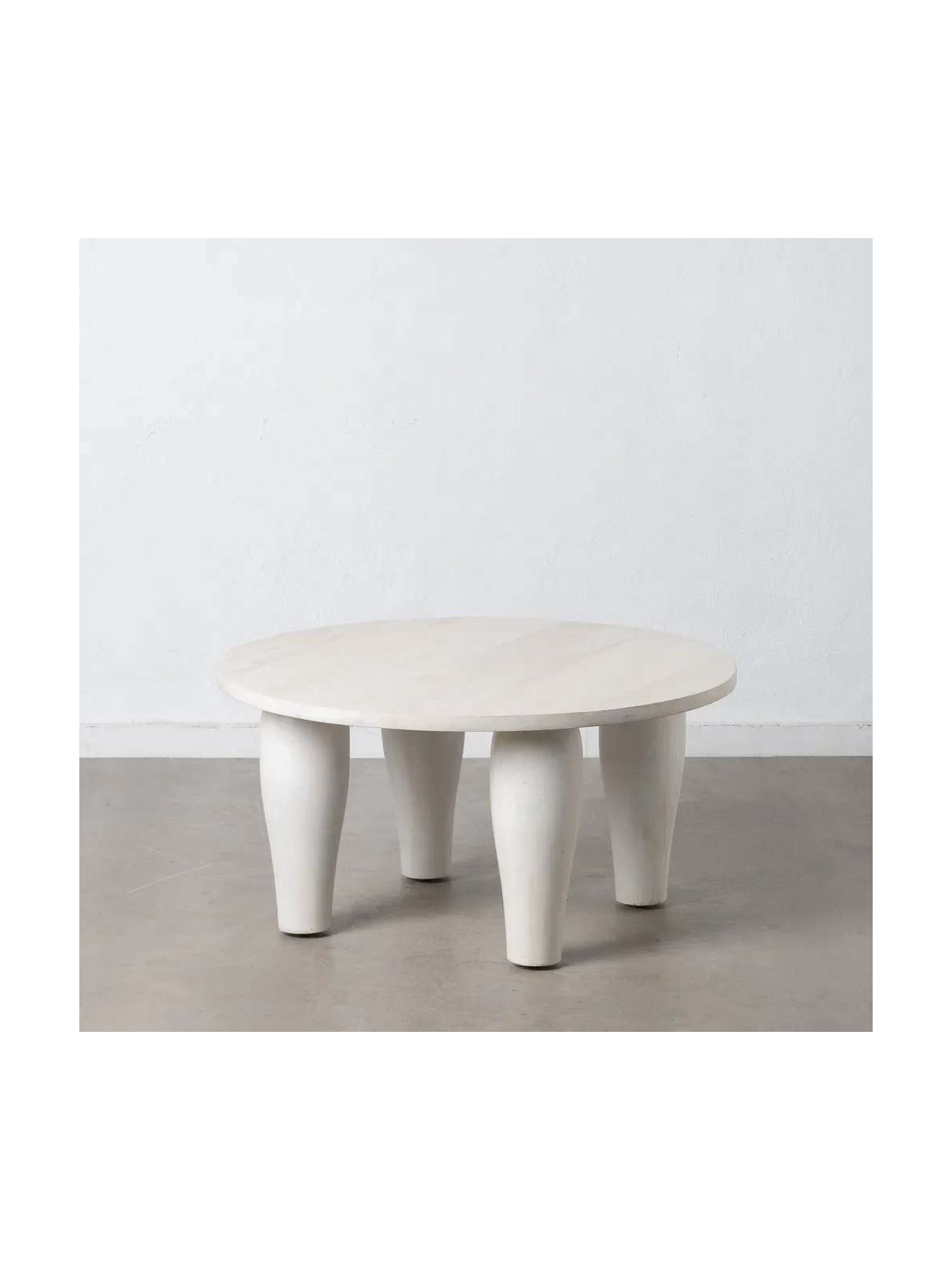 Table basse sculpté blanc Manguier