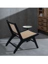 Fauteuil en bois noir et cannage en rotin