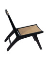 Fauteuil en bois noir et cannage en rotin