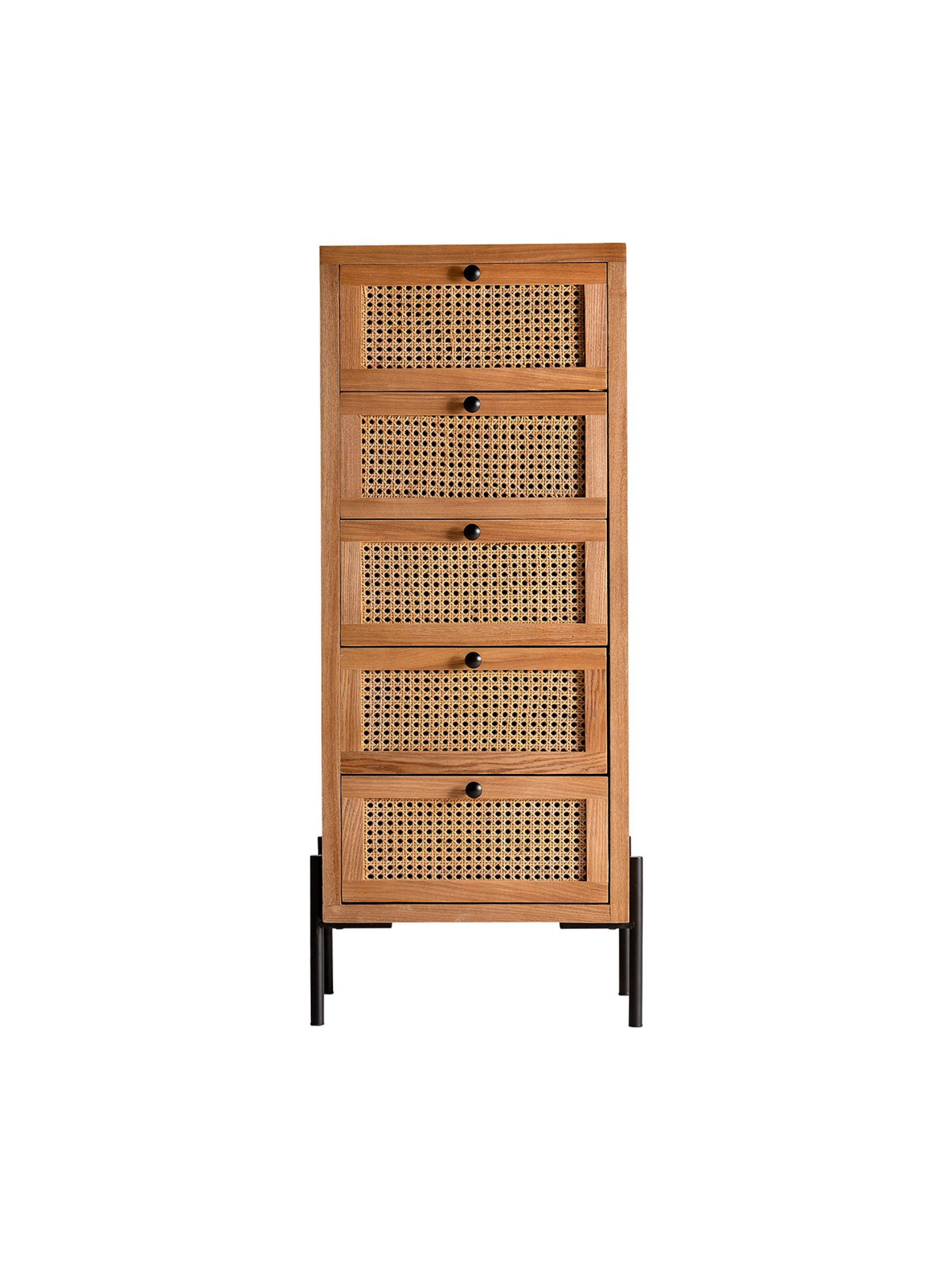 Chiffonnier Zetel en bois et rotin