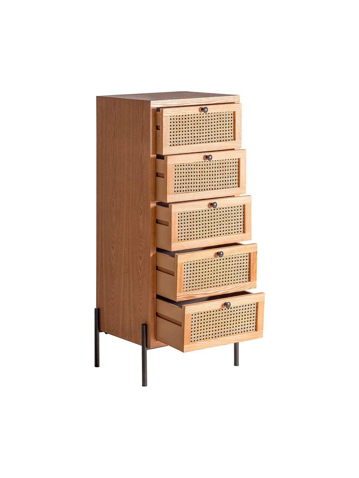 Chiffonnier Zetel en bois et rotin