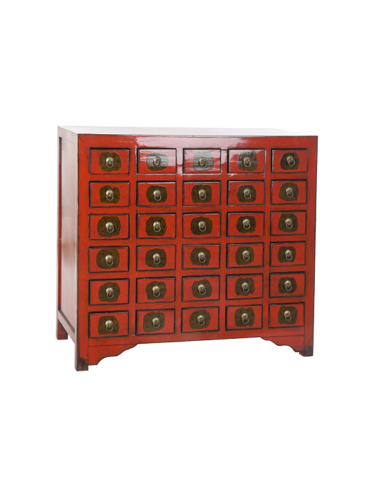 Commode rouge multi tiroirs  Coloane en bois d’orme