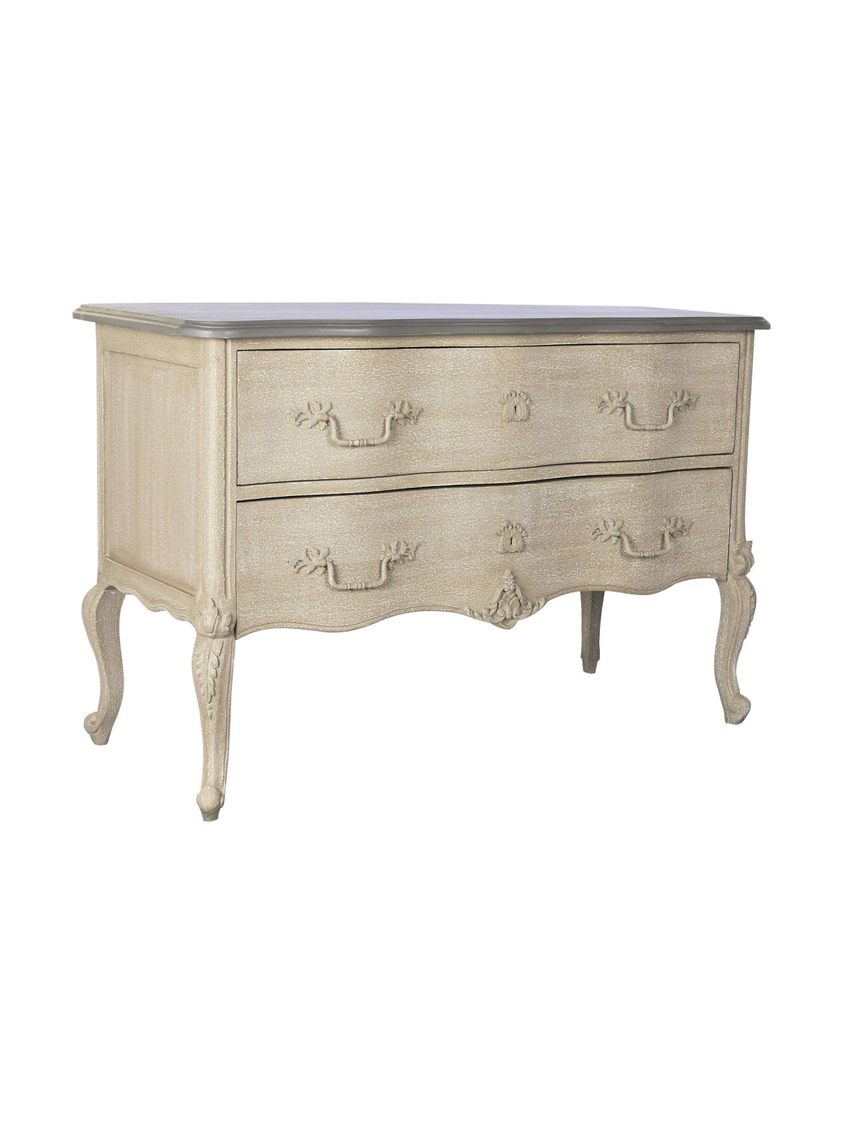 Commode Quiero en bois gris crème vieilli