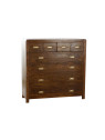 Commode en bois naturel d'acacia marron 8 tiroirs