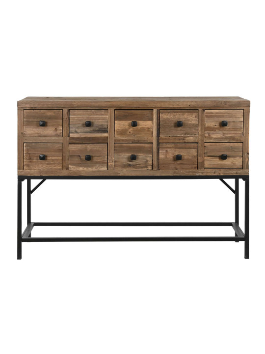 Console naturelle en bois d'épicéa 10 tiroirs