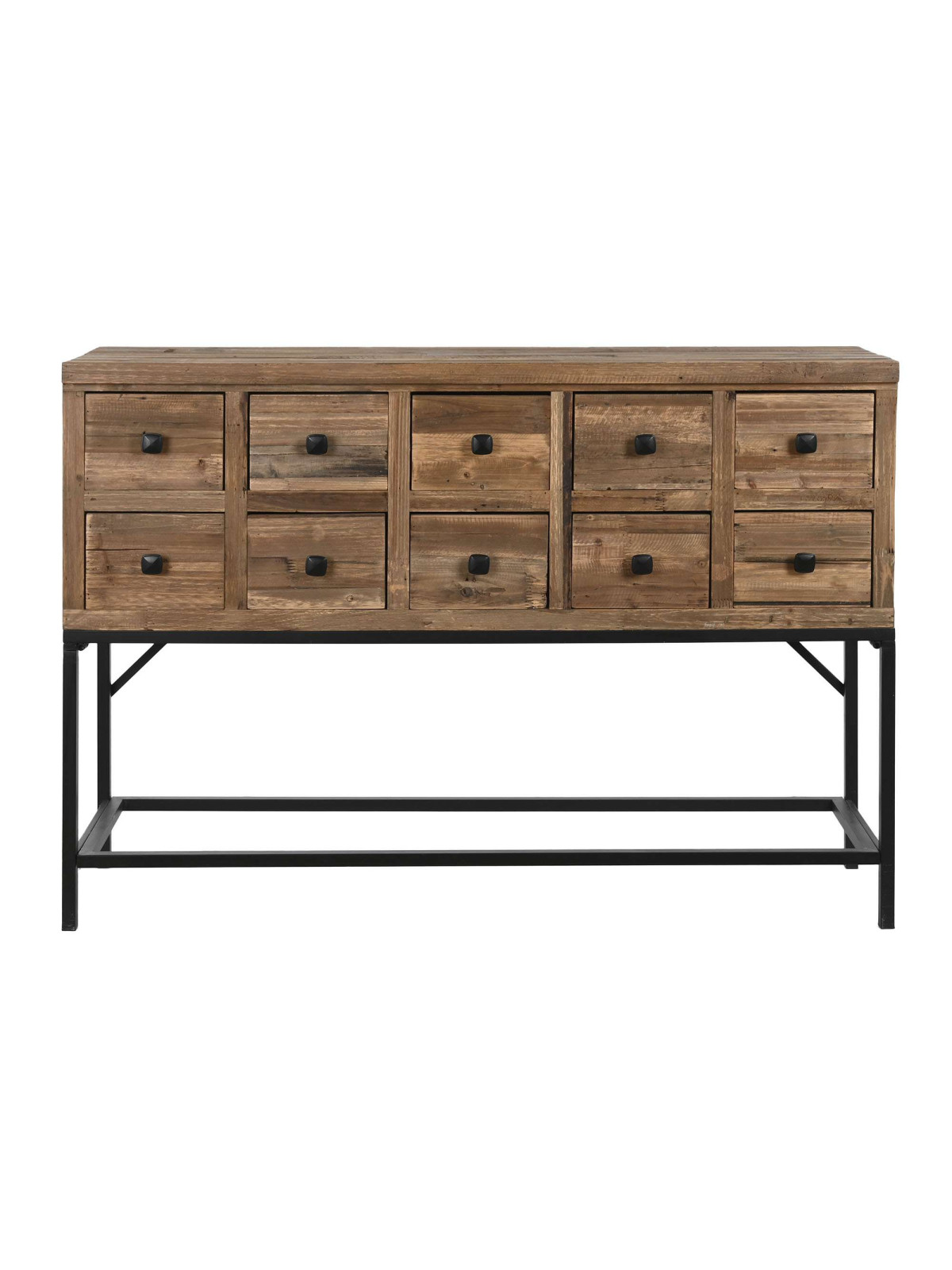 Console naturelle en bois d'épicéa 10 tiroirs