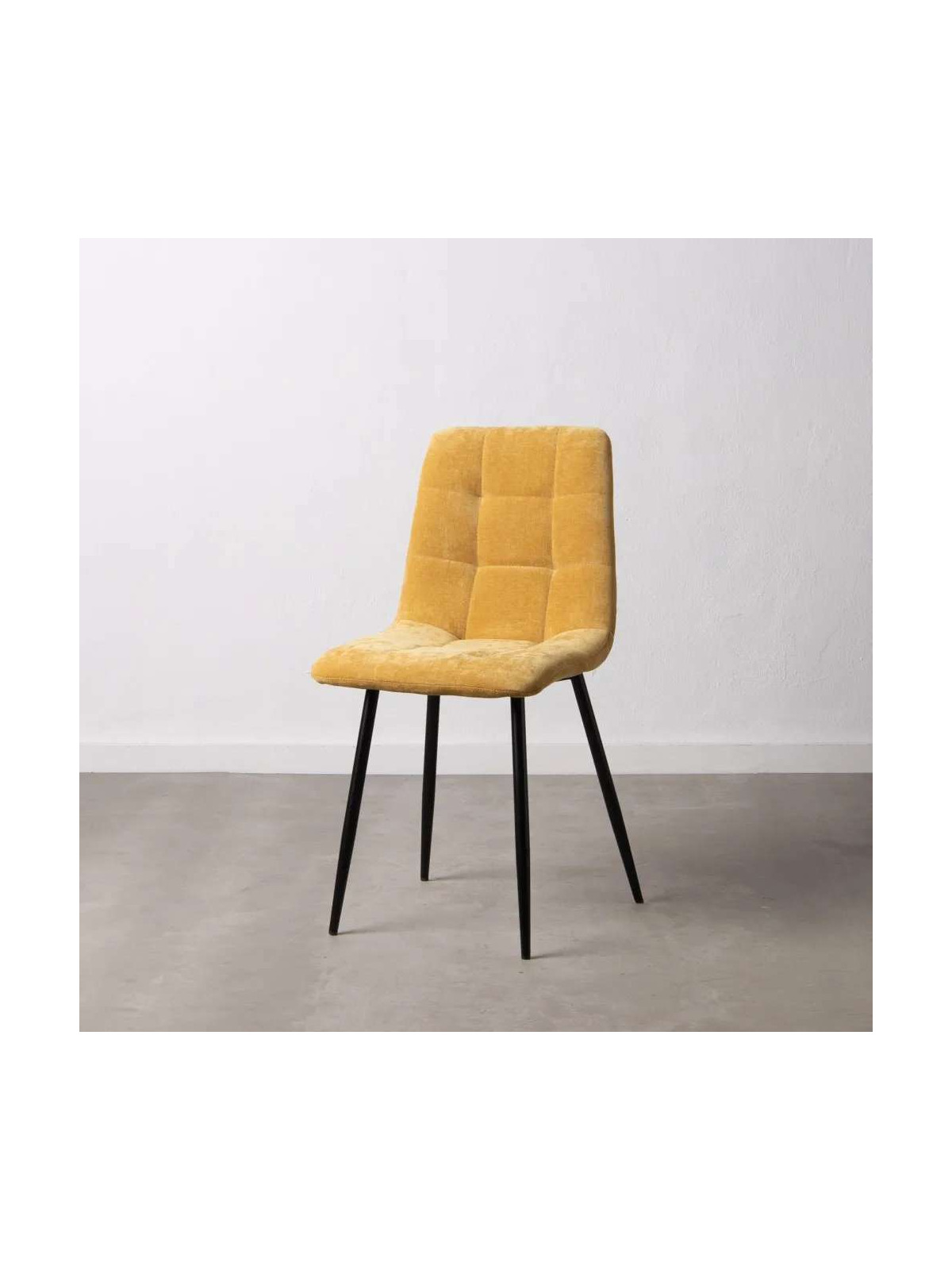 Ensemble de 4 chaises jaune canard en velours