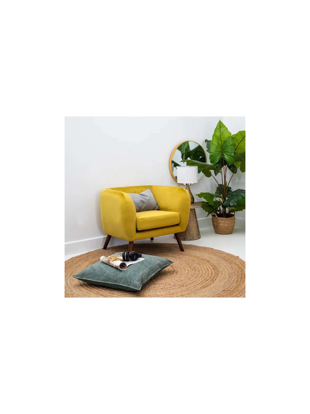 Fauteuil Hita en velours Moutarde