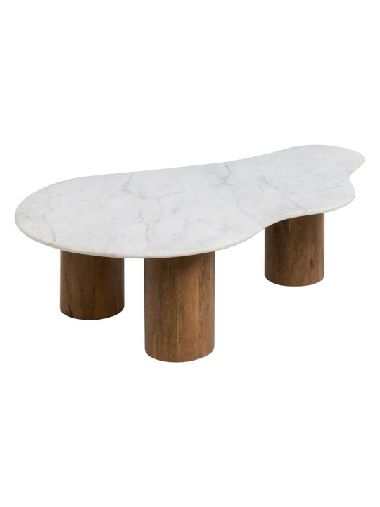 Table basse en marbre et bois de manguier