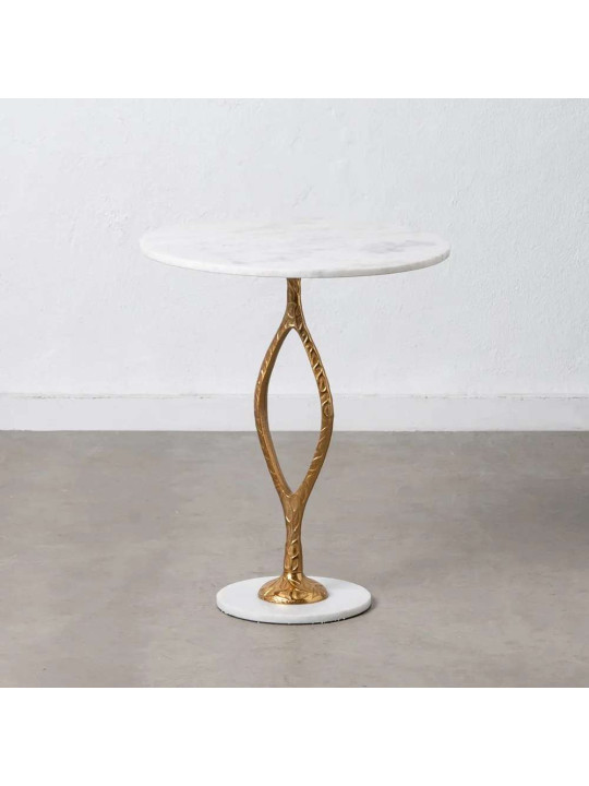 Table d'appoint racine blanche et doré 60 cm