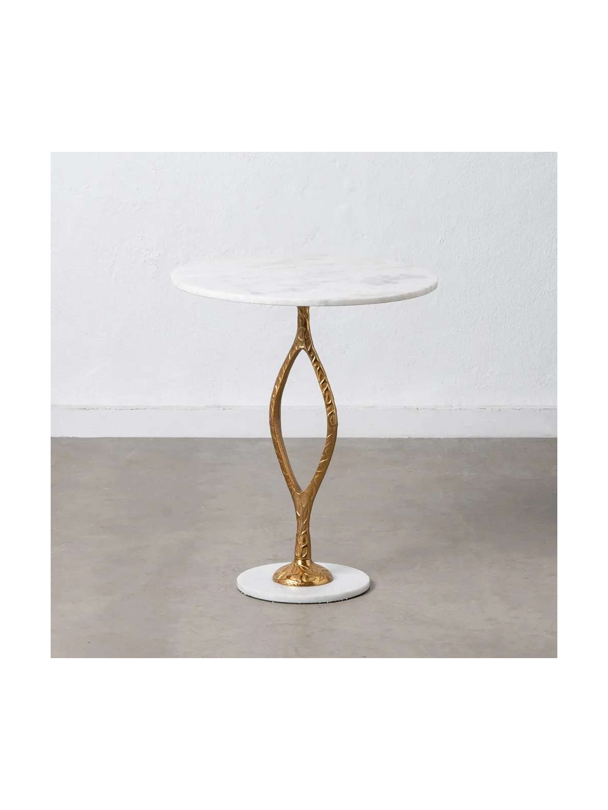 Table d'appoint racine blanche et doré 60 cm